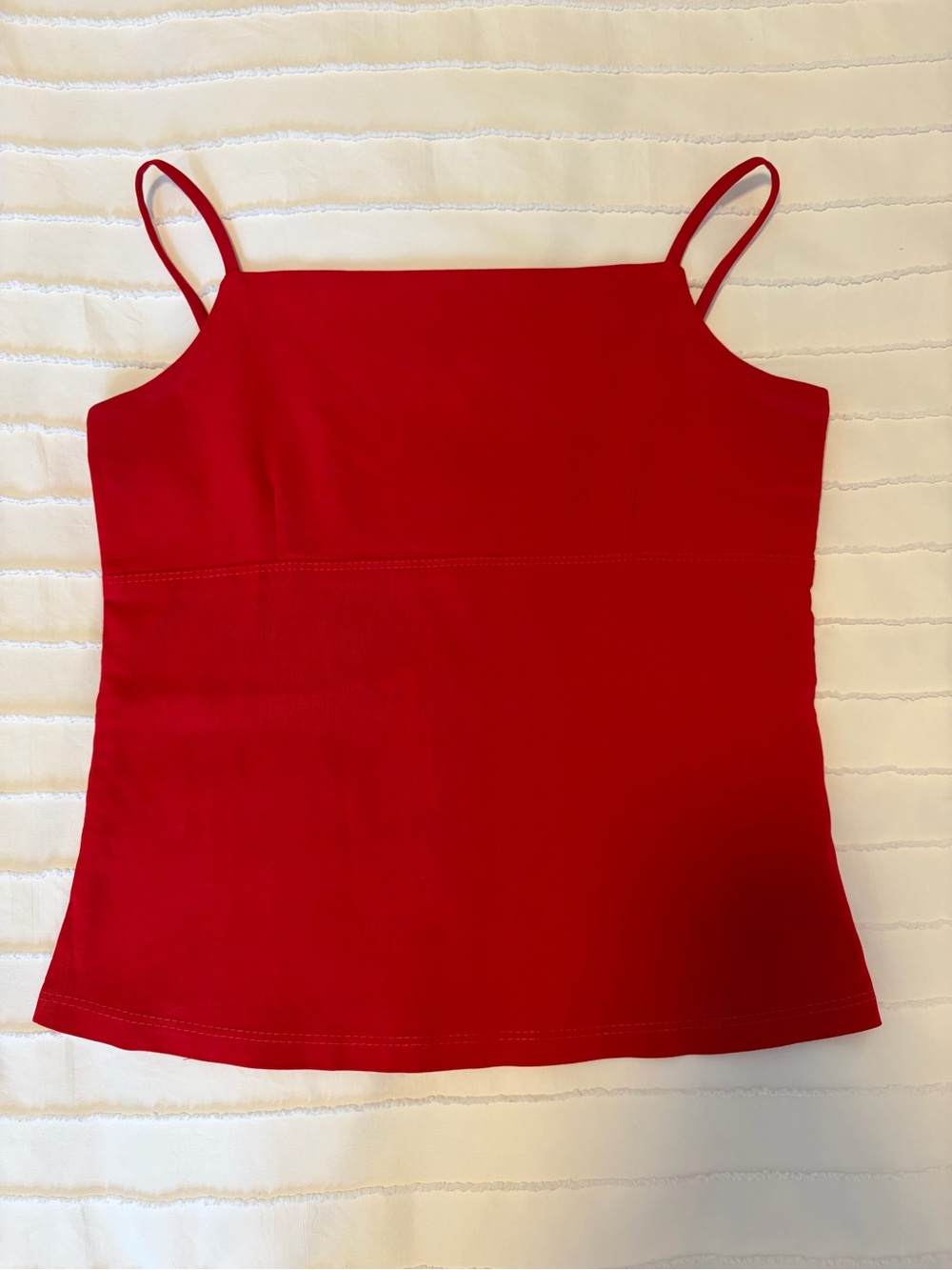 Red Square Neck Vintage Tank Top
